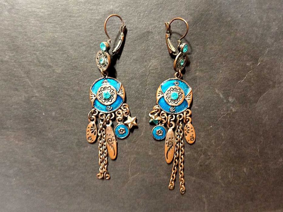 Brincos Azuis Com Pingentes