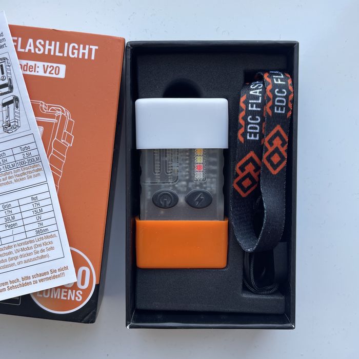 BORUIT V20-1 ультрафіолетовий EDC ліхтарик 1000 люмен IP67 USB-C