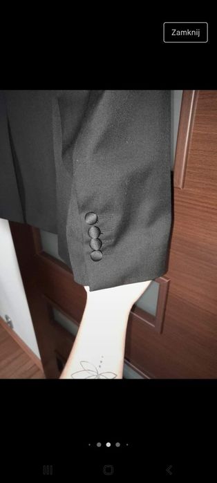 Czarny smoking ślubny (zestaw koszula, buty, mucha, spinki)