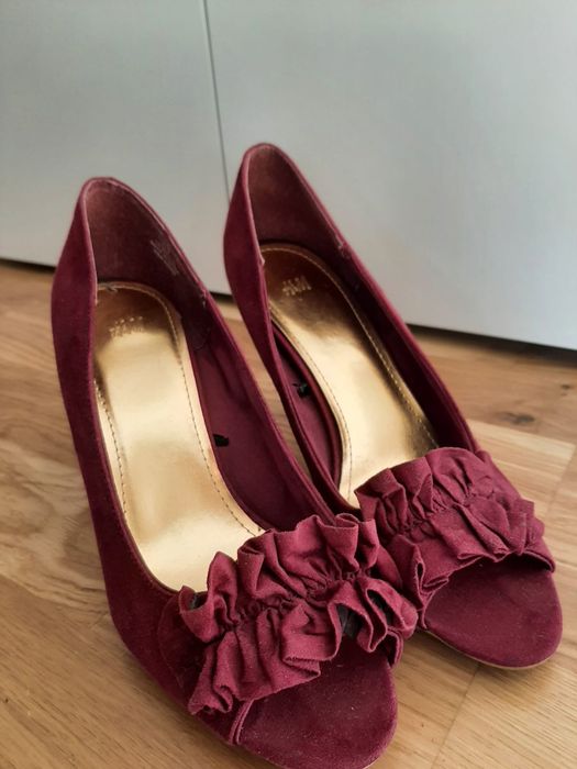 Eleganckie czolenka bez palców fuksja rozm. 39 H&M