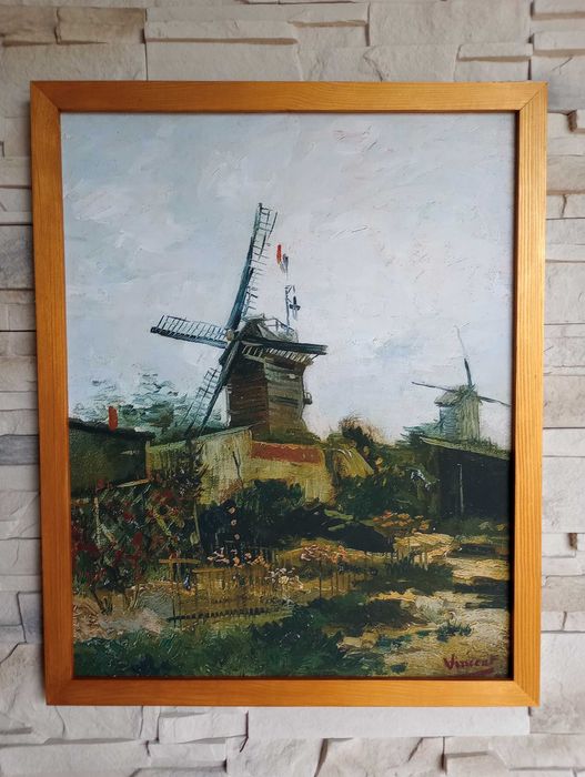 Obraz na płótnie - Wiatraki na Montmartre, Vincent van Gogh, 50x40