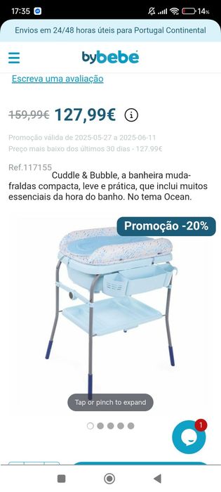 Muda fraldas/banheira Chicco