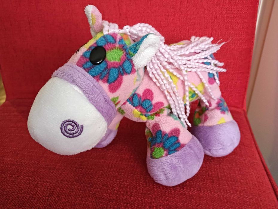 Peluche médio Pónei multicolorido flores 24cm
