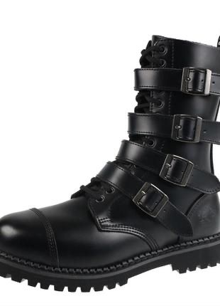 Черевики grinders 4 пряжки 14 люверсів шкіра гріндерс гріндера залізо
