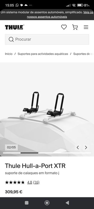 2 suportes de canoa Thule