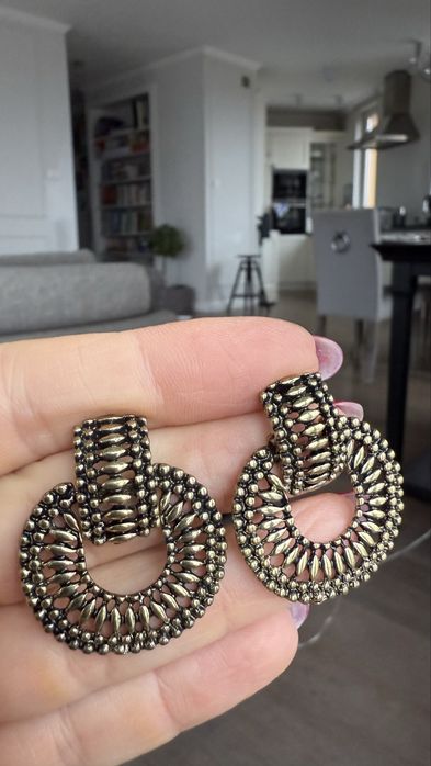 Massimo  dutti kolczyki  zlote miedziane