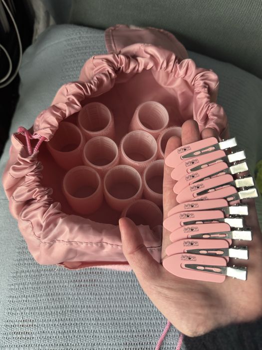 Easilocks Lokówki i spinki do włosów + Różowa kosmetyczka