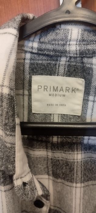 Camisa flanela cinza e branca Primark M