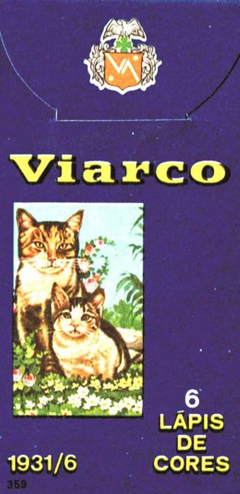 Viarco - 1 caixa de lápis ANTIGA com 6 cores