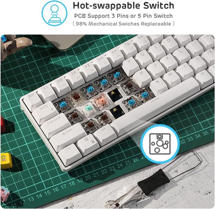 RK ROYAL KLUDGE RK61 bezprzewodowa klawiatura mechaniczna