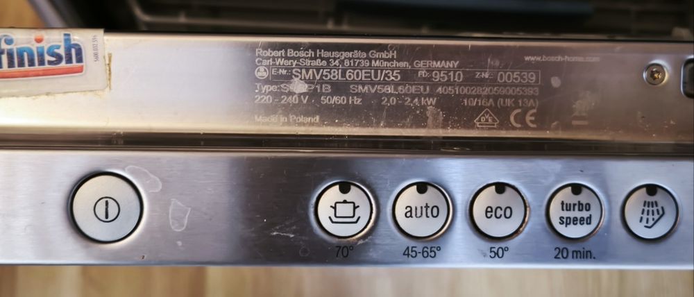 Zmywarka Bosch SMV58L60EU/35 uszkodzona