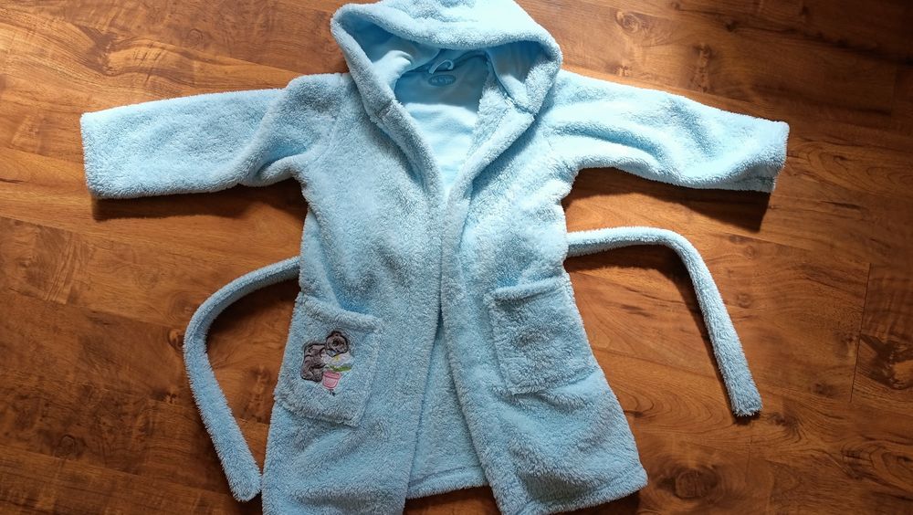 Szlafrok 4-5 lat, r. 110, błękitny milutki Marks&Spencer