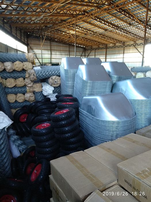 Тачка строительная 100л 120л 130л 150л с толстым оц. корытом и колесом