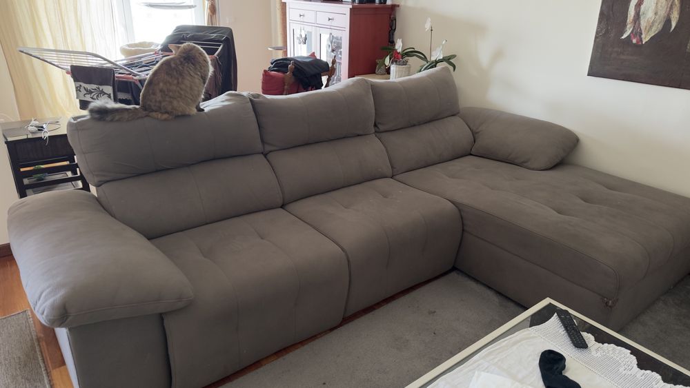 Sofa de 4 com chaise lounge e eletricamente inclinavel