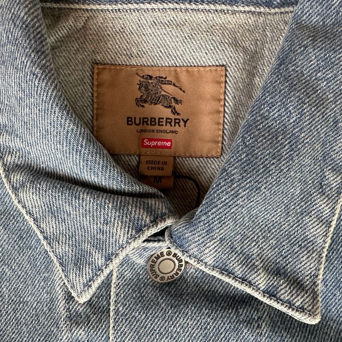Supreme Burberry Denim Trucker Jacket M/L