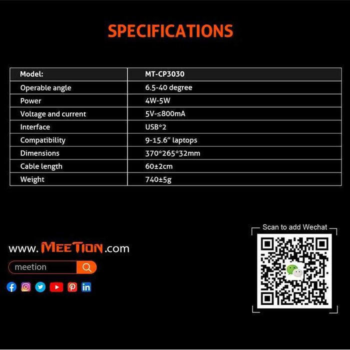 Кулер для ноутбука MeeTion CP3030 до 15.6" охлаждающая подставка