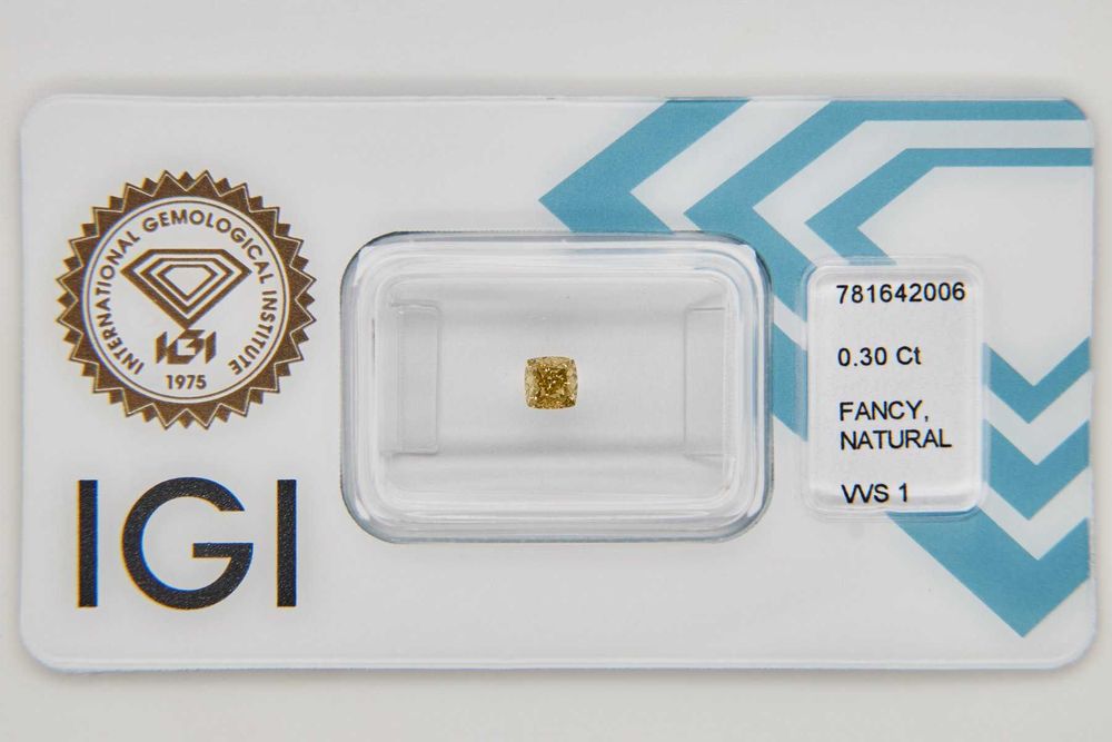 Diamante Natural 0.30ct VVS1 - Fancy Intense Greenish Yellow - IGI