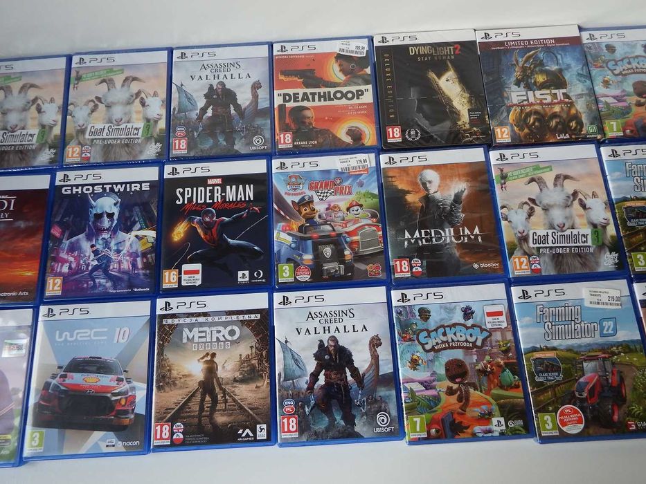 GRY PS5 GOAT3 Spider-Man MEDIUM Sackboy Deathloop Valhalla INNE PS5