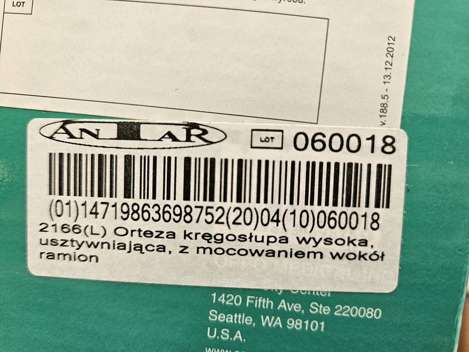 Orteza kręgosłupa wysoka usztywniajaca