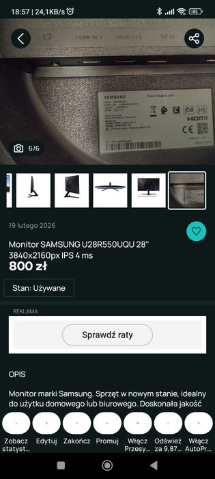 Monitor samsung u28r55 28"