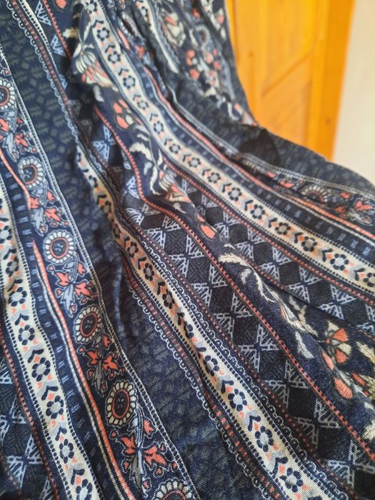 Sukienka boho tunika lekka granatowa wiskoza