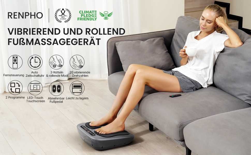 Wibracyjny masażer do stóp elektryczny Shiatsu + pilot relaksujący RENPHO