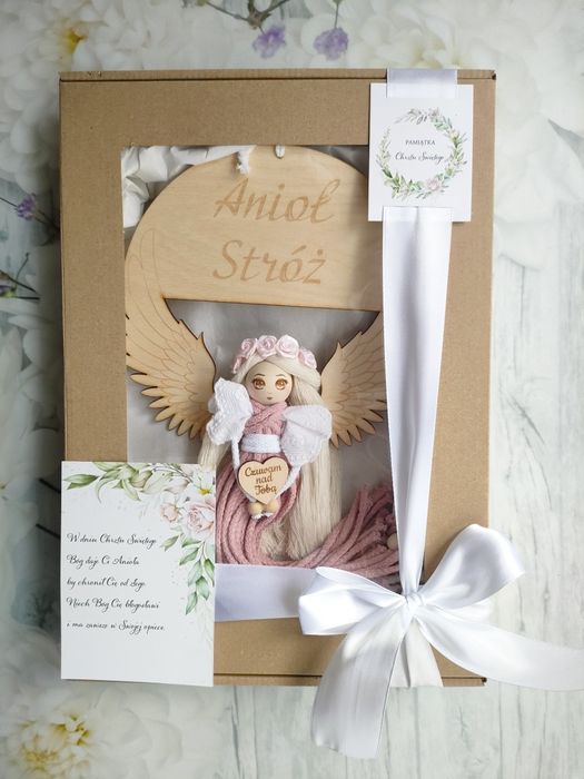 Pamiątka Chrztu Świętego Anioł Stróż rękodzieło