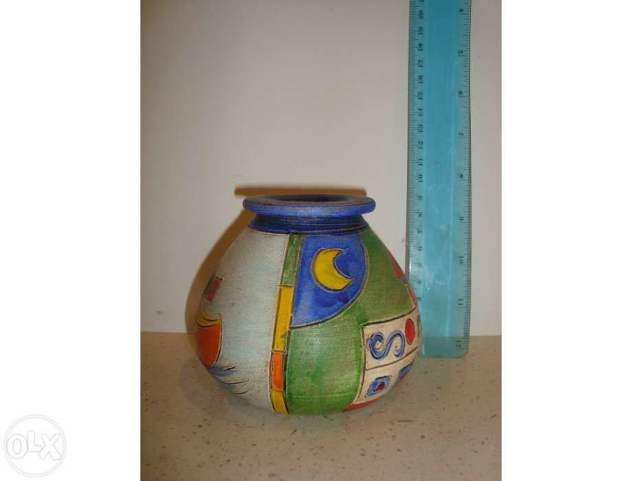 Conj de barro pintado à mão