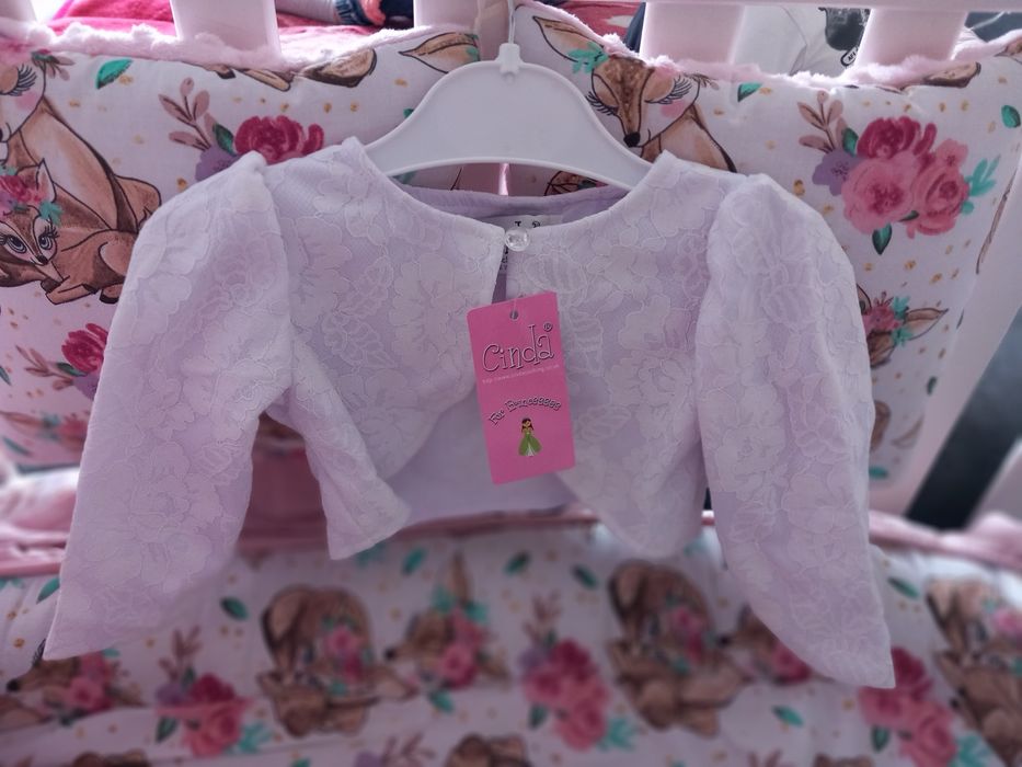 Biała sukienka do chrztu i bolerko