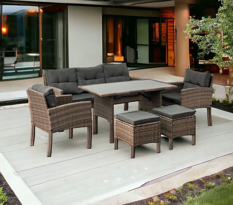 ZESTAW MEBLE ogrodowe komplet wypoczynkowy PROMOCJA 2x Fotel 2x Pufa