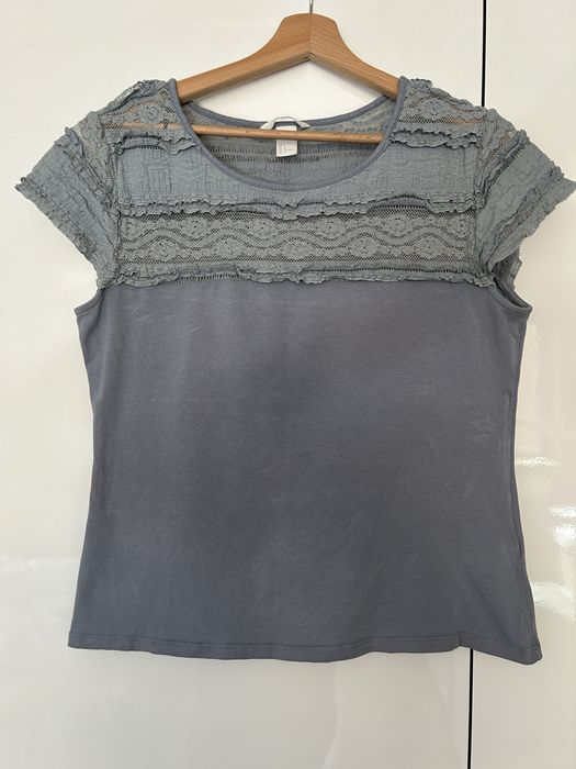 T-Shirt z koronką H&M Rozmiar L