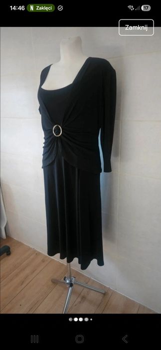 Sukienka s l fashion czarna klamra cekiny xl