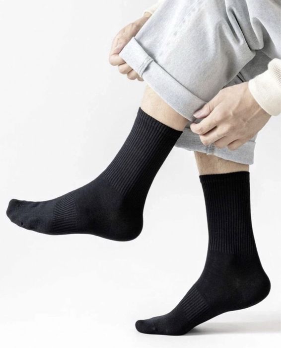 Високі Однотонні Шкарпетки Білі ХБ Рубчик 2025