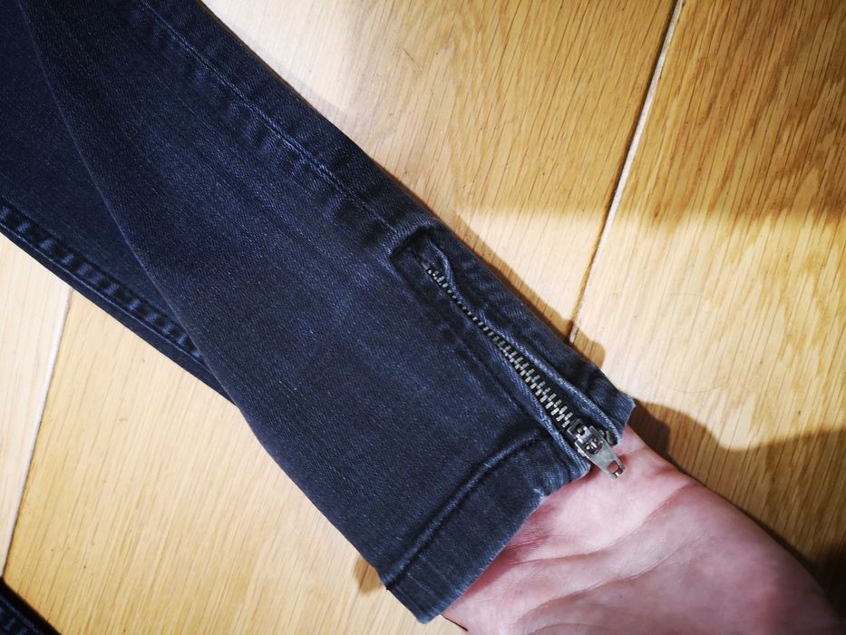 ZARA Denim czarne jeansy rurki zamki 34/XS