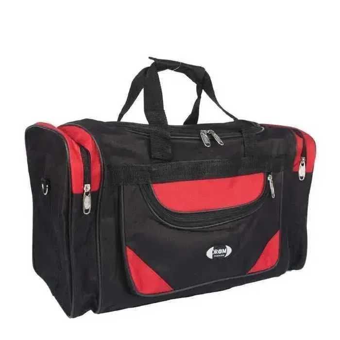 Torba na Wakacje turystyczna w podróż z paskiem czarno-czerwona 60cm