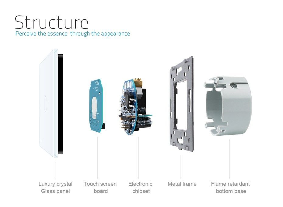 Interruptor/dimmer wireless 433 mhz para sistemas domótica