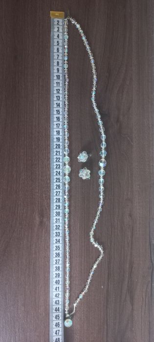 Naszyjnik i klipsy czeskie kryształki vintage