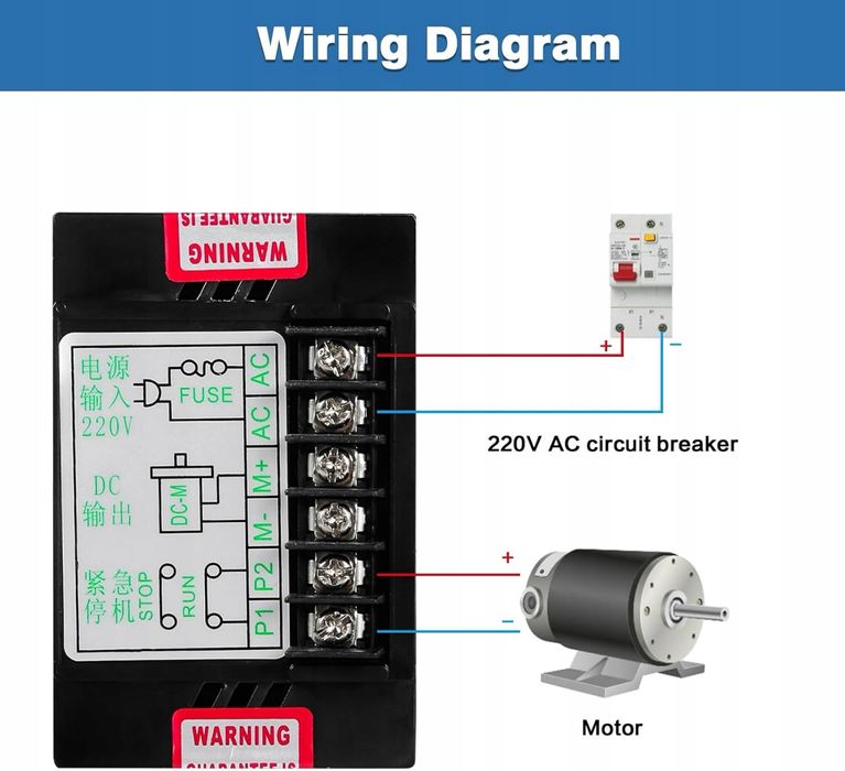 Regulator prędkości silnika prądu stałego 400 W, AC220 V, wyjście DC