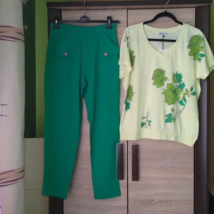Bawełniany Komplet dresowy Megi spodnie plus bluzka L Xl wymiary w opisie