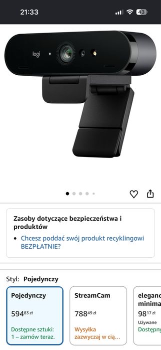 Logitech Brio 4K Ultra HD Pro model V-U0040