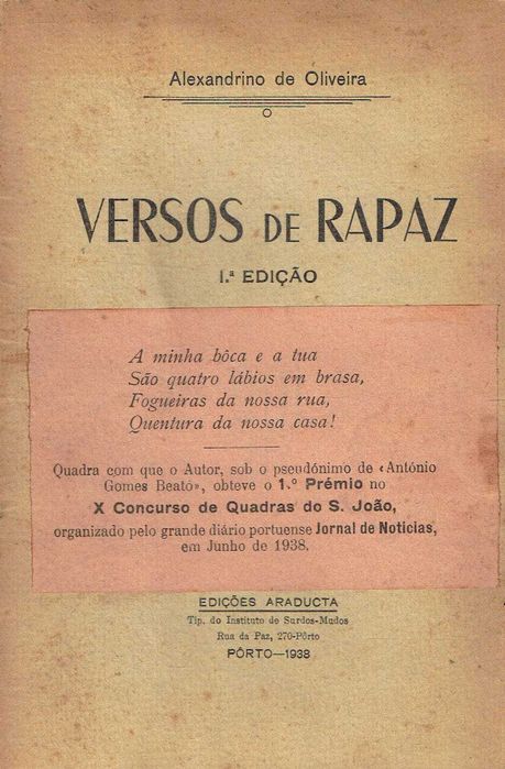16881

Verses by a Young Man
Alexandrino de Oliveira