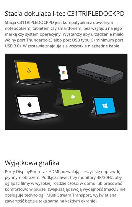 Stacja dokująca i-tec thunderbolt4 85W