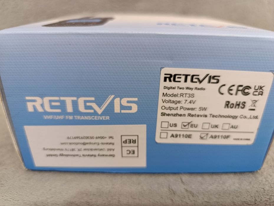 Цифрова рація з шифруванням 5 Ватт Retevis RT3S DMR