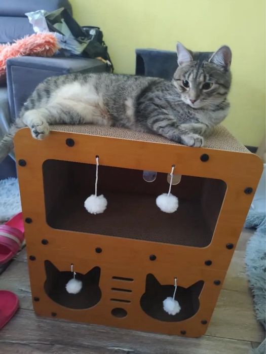 Когтеточка кошачий домик игровая 2 этажа