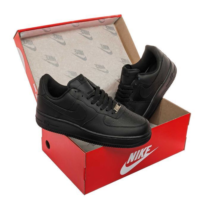 Мужские кроссовки Nike Air Force 1 Black Premium. Размеры 41-45