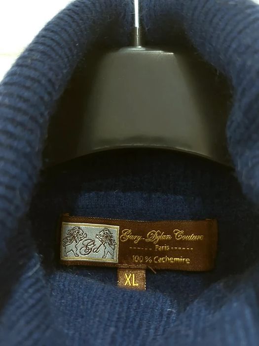 Sweter golf 100% kaszmir granatowy navy vintage