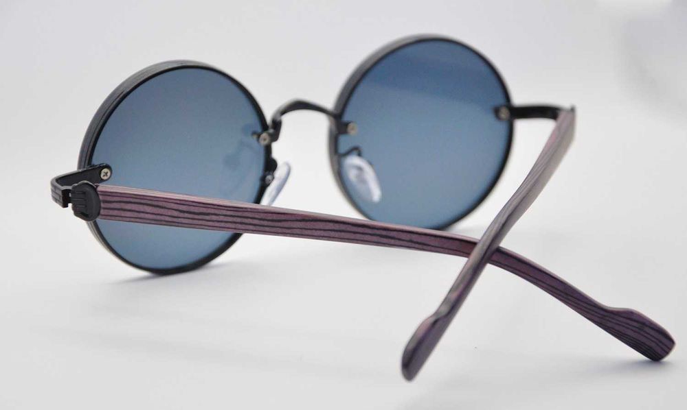 Солнцезащитные круглые очки в стиле ретро с деревянными дужками