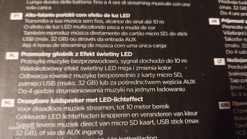 Głośnik bluetooth LED