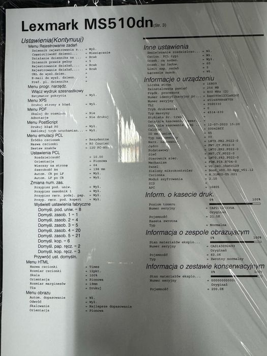Uzywana drukarka laderowa Lexmark ms510dn