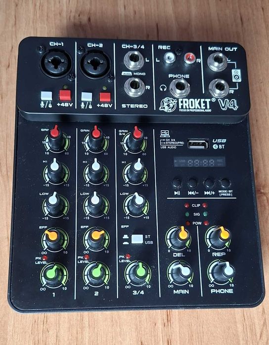 Mixer FROKET V4 mikser audio kontroler Bluetooth, USB, Phantom +48V